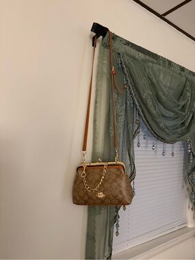 Coach Metallic Gold Logo Chain Crossbody Bag